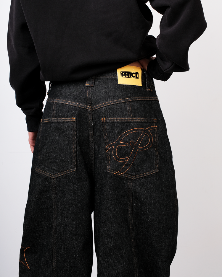 RAW BLACK PANEL DENIM