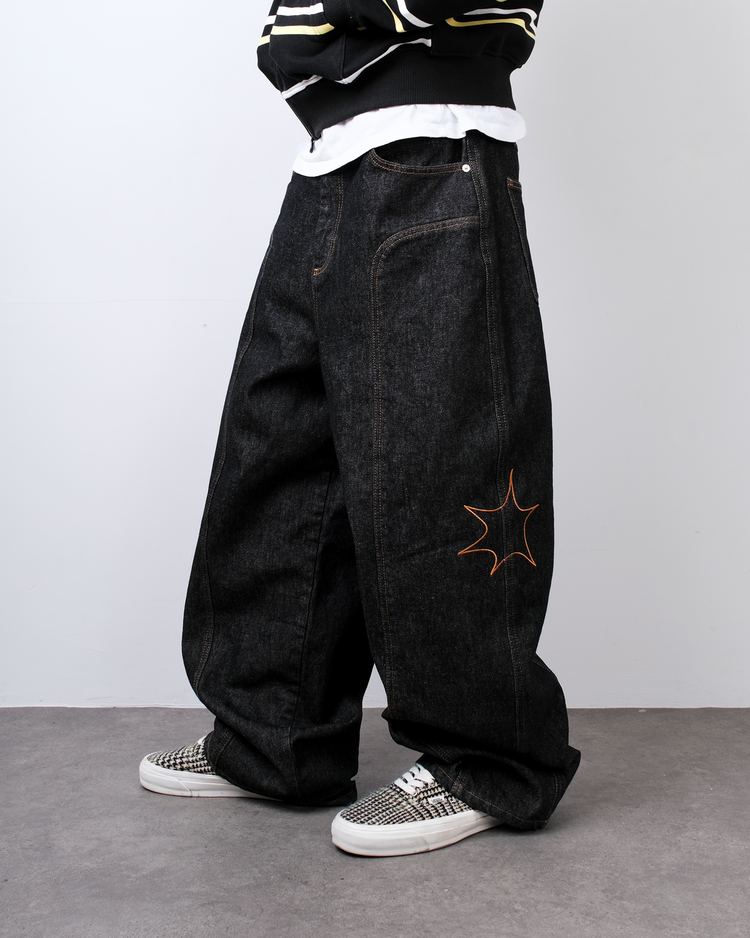 RAW BLACK PANEL DENIM