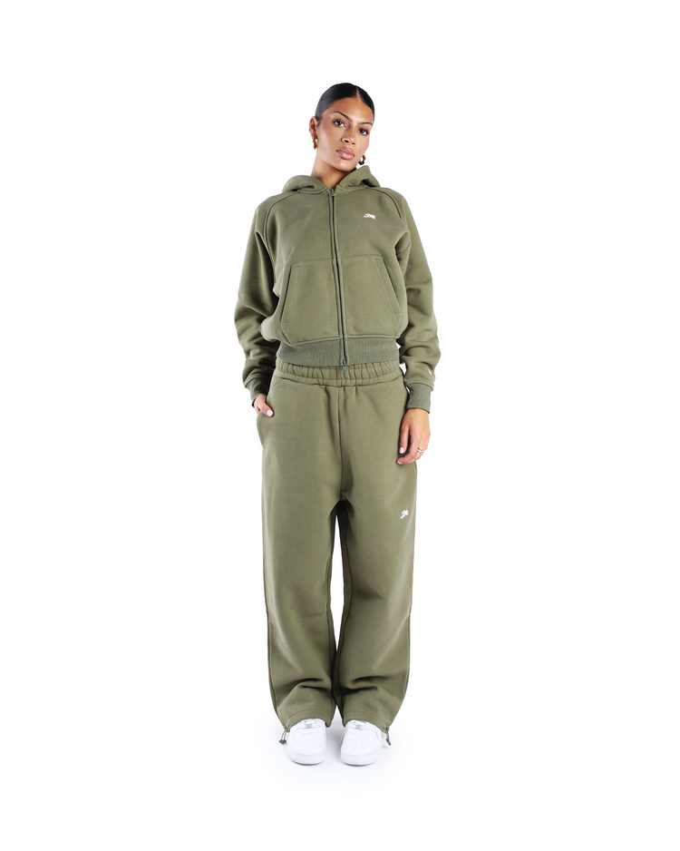 OLIVE DAY2DAY ZIP-UP HOODIE
