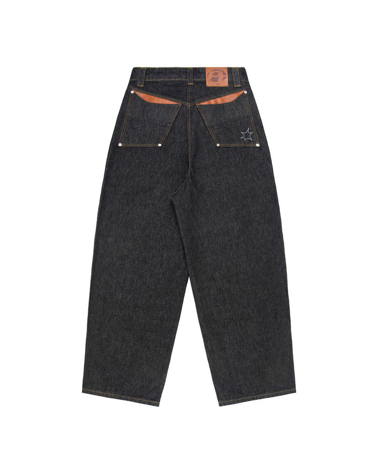 LEATHER POCKET DENIM