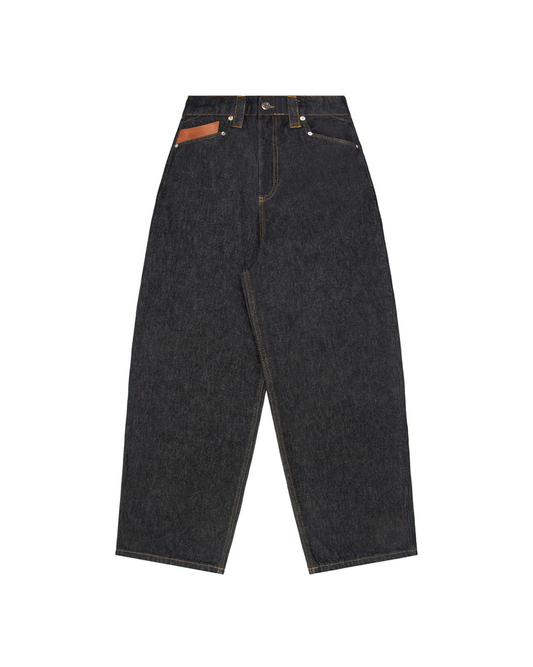 LEATHER POCKET DENIM
