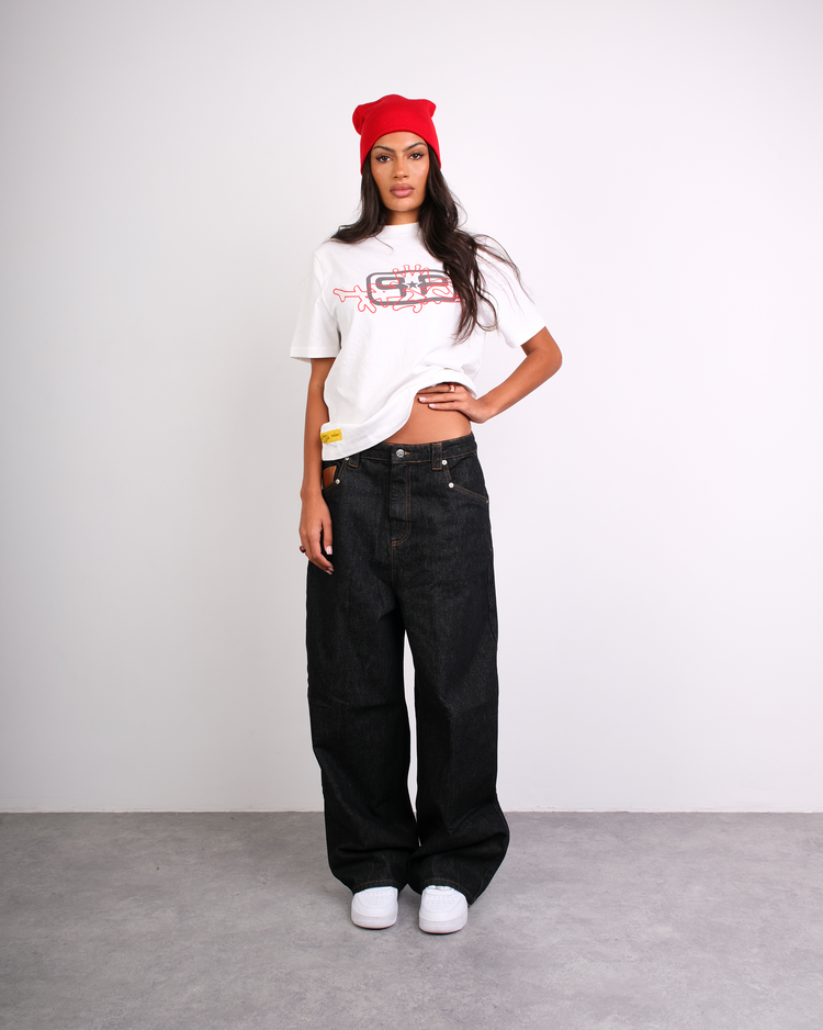 LEATHER POCKET DENIM