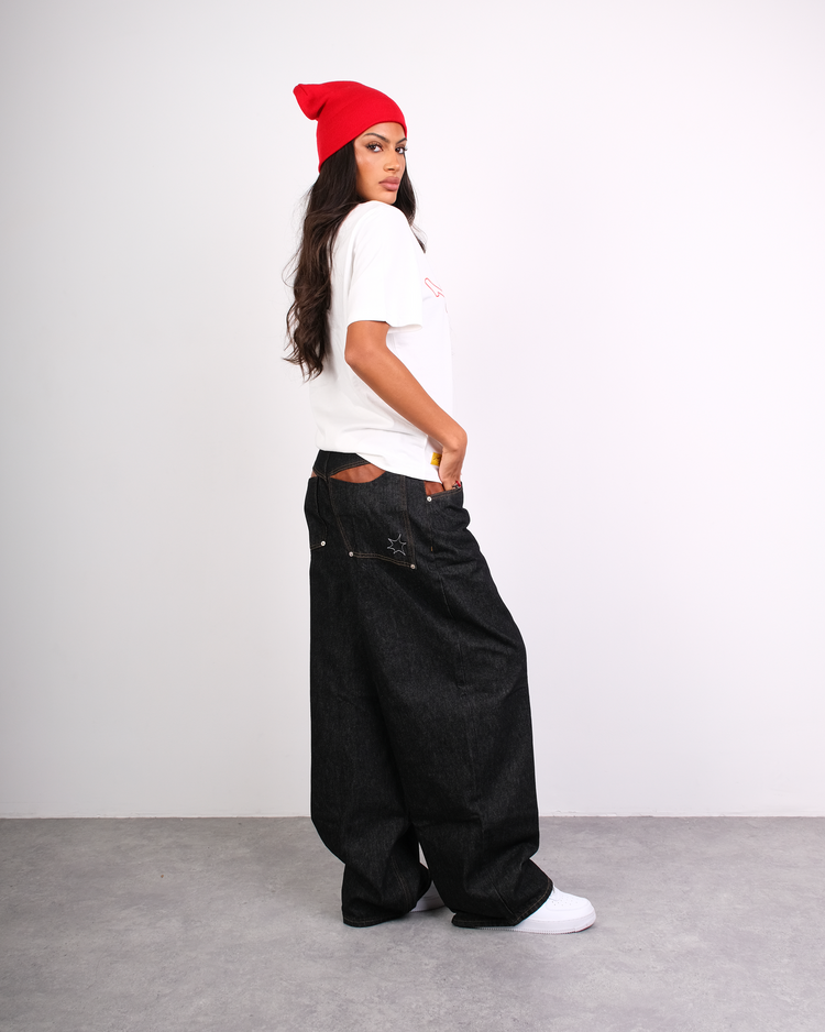 LEATHER POCKET DENIM