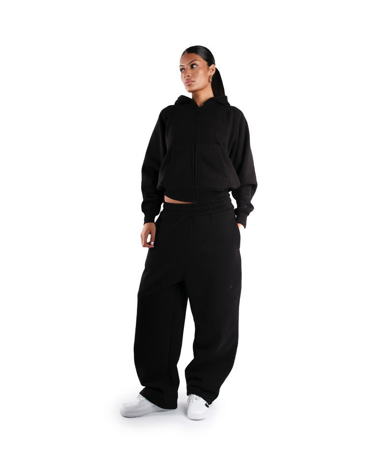BLACK DAY2DAY ZIP-UP HOODIE