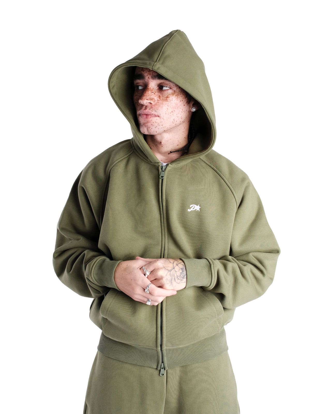 OLIVE DAY2DAY ZIP-UP HOODIE