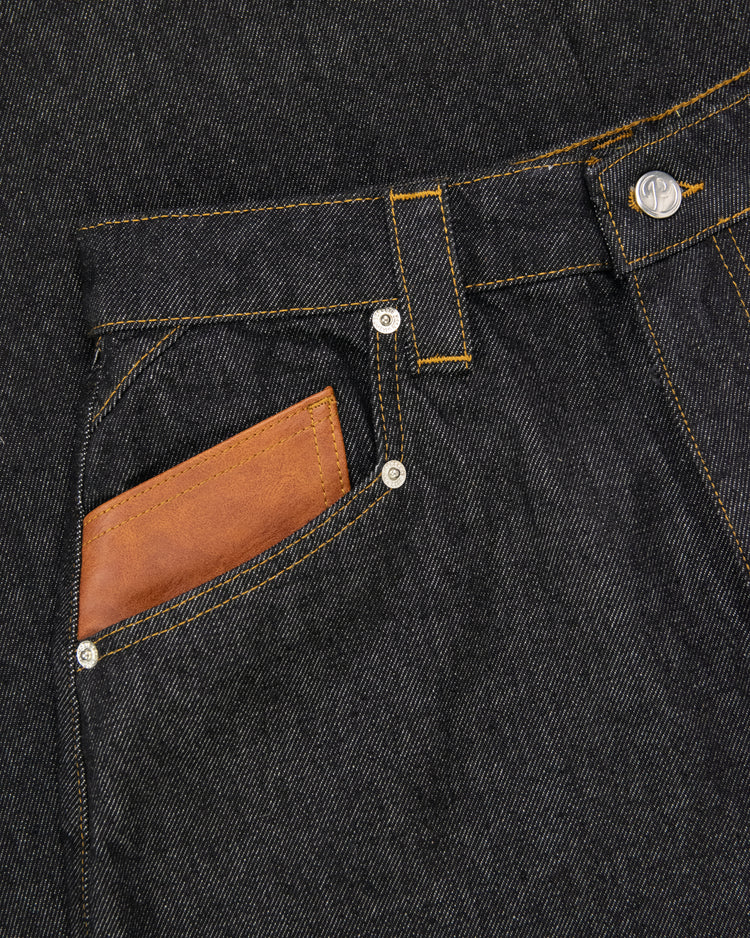 LEATHER POCKET DENIM