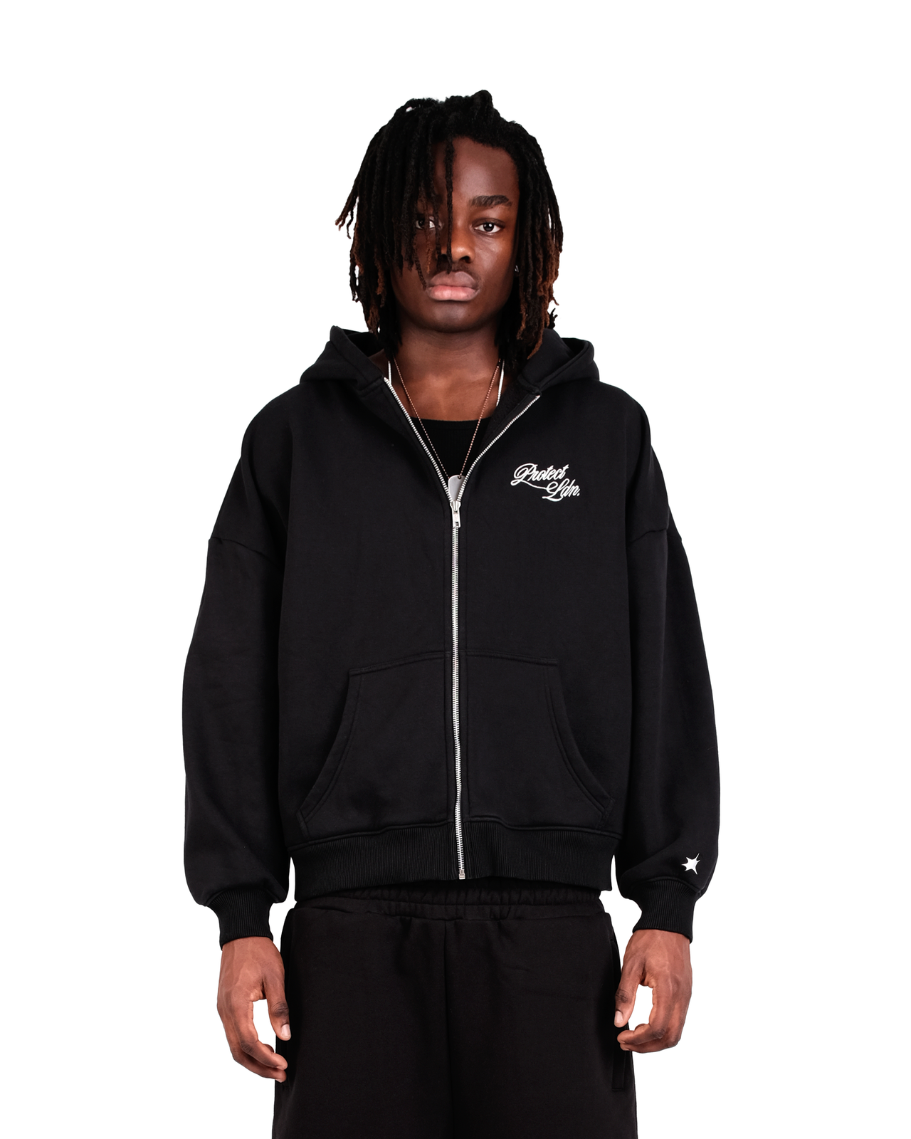 BLACK DAY2DAY ZIP HOODIE