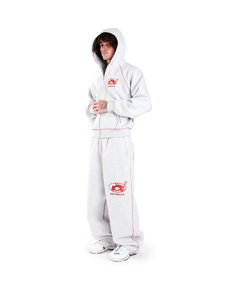 GREY/RED BRUDDA ZIP-UP HOODIE