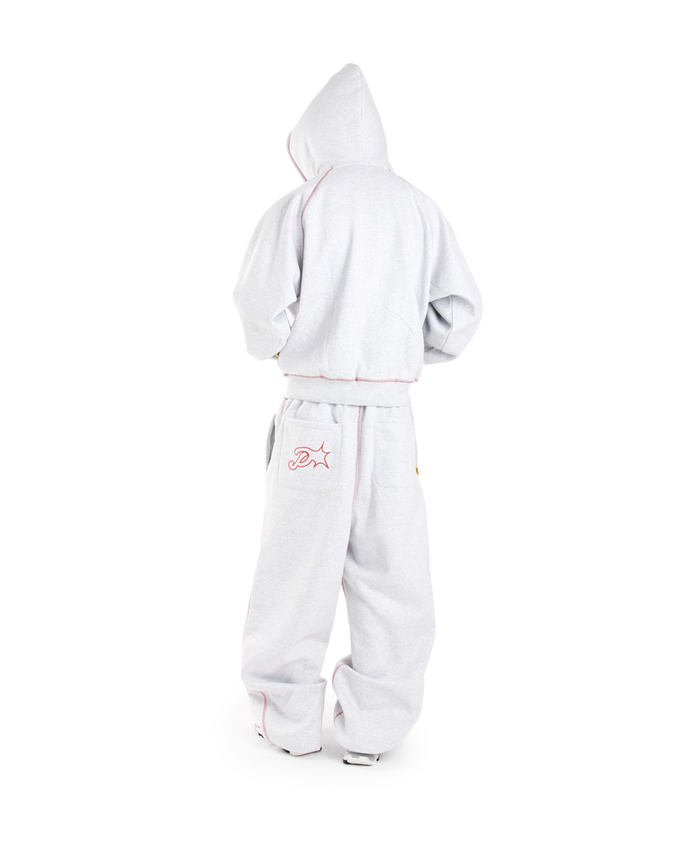 GREY/RED BRUDDA ZIP-UP HOODIE