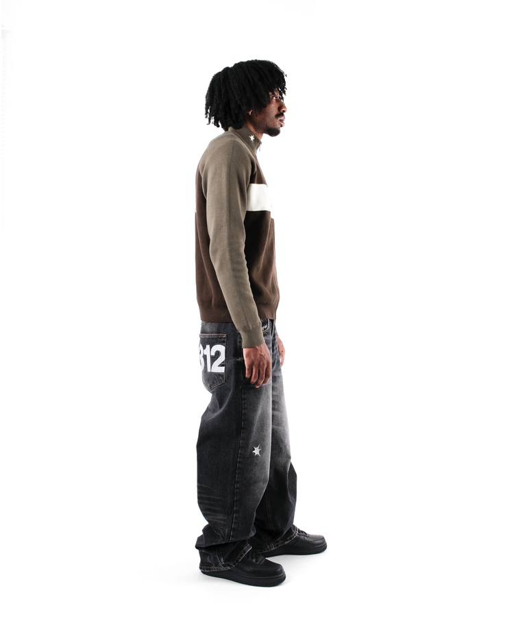 OLIVE/BROWN CYCLING KNIT