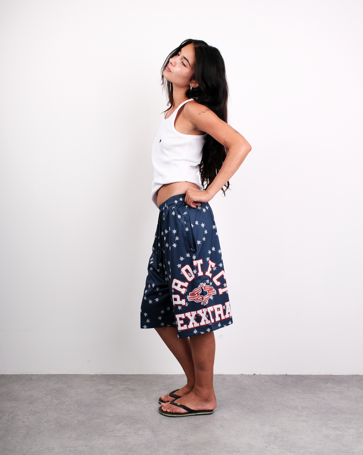 NAVY EXXTRA MESH SHORTS