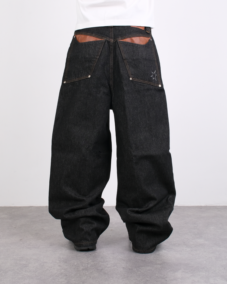 LEATHER POCKET DENIM